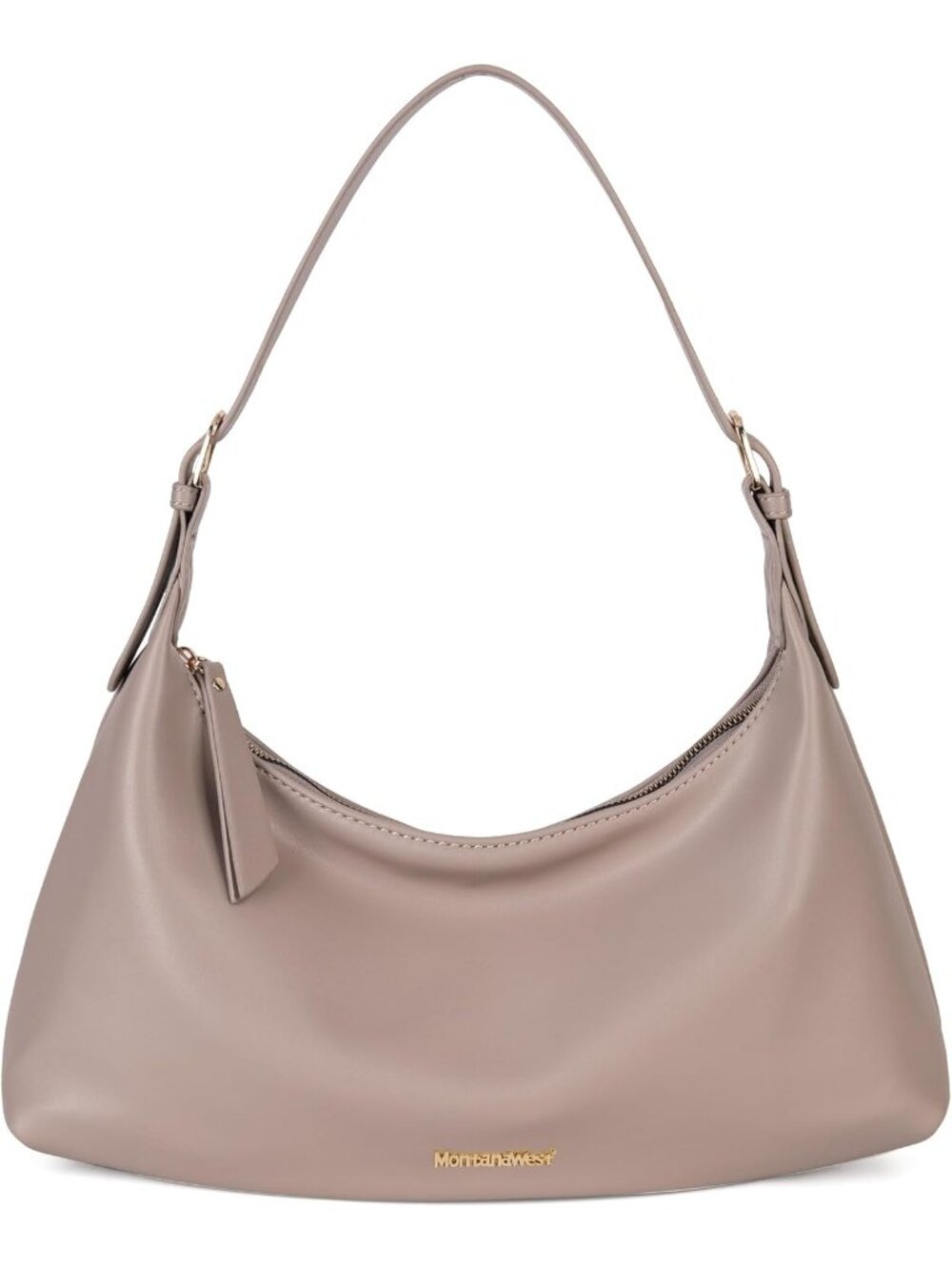 Women's Khaki Leather Trendy Clutch Shoulder Tote Handbag with Zipper Closure